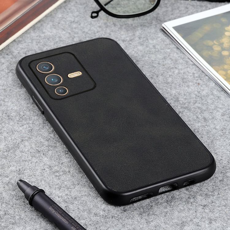For vivo S12 5G / V23 5G Accurate Hole Two-color Calf Texture PU Phone Case