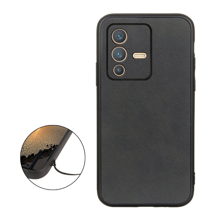 For vivo S12 5G / V23 5G Accurate Hole Two-color Calf Texture PU Phone Case