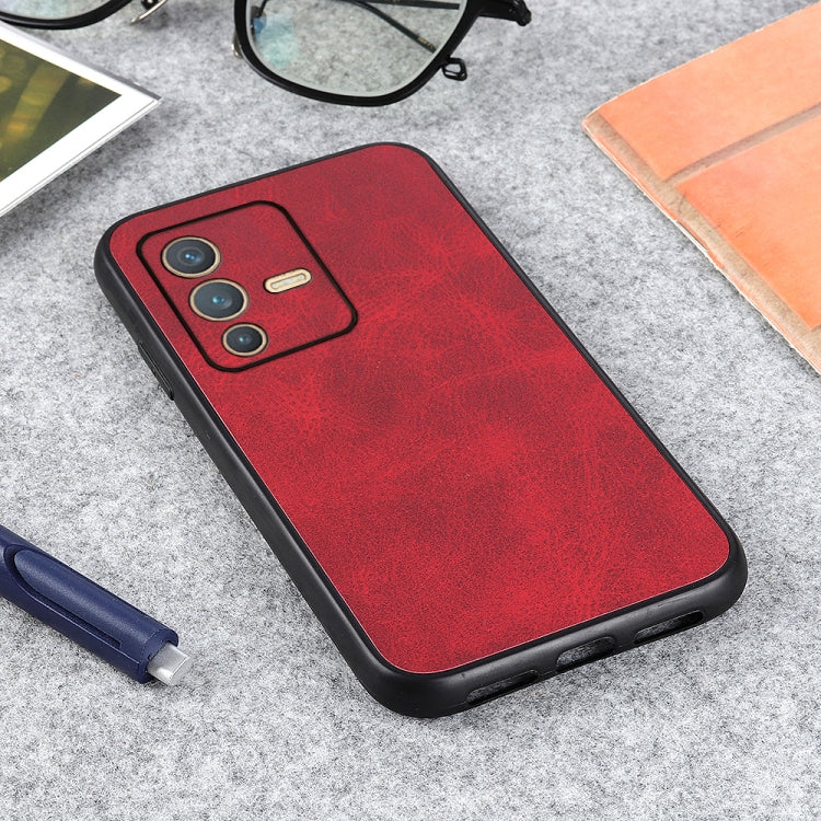 For vivo S12 5G / V23 5G Accurate Hole Two-color Calf Texture PU Phone Case