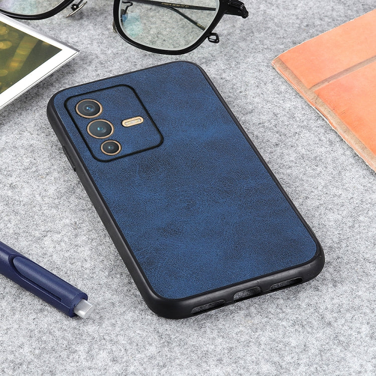 For vivo S12 5G / V23 5G Accurate Hole Two-color Calf Texture PU Phone Case