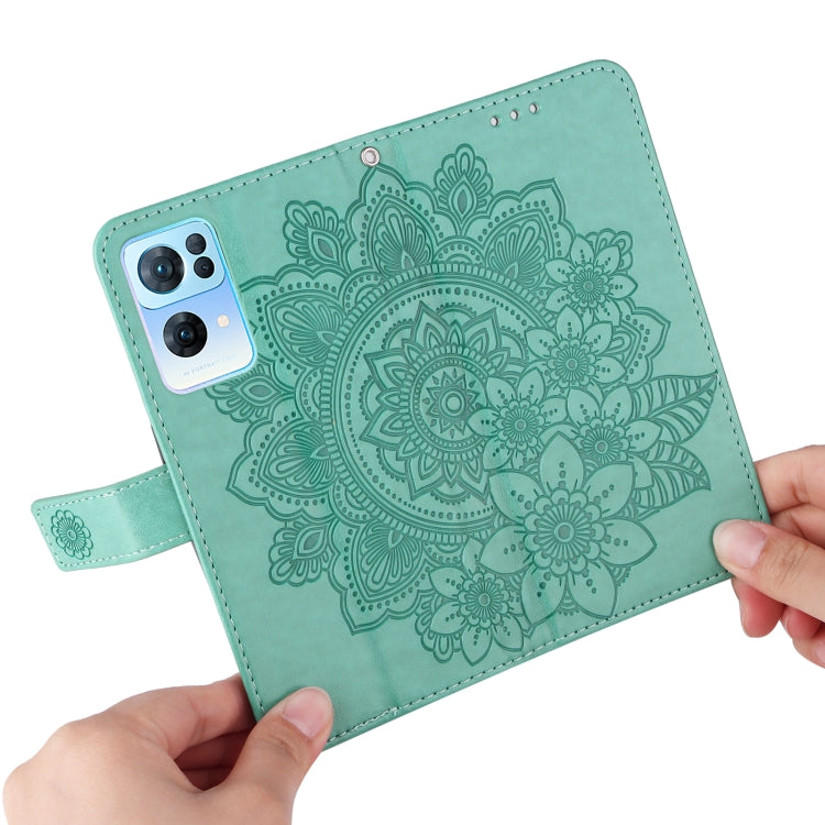 For OPPO Reno7 Pro 5G 7-petal Flowers Embossed Flip Leather Phone Case