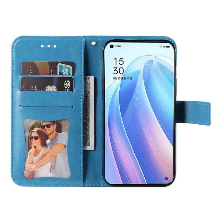 For OPPO Reno7 Pro 5G 7-petal Flowers Embossed Flip Leather Phone Case