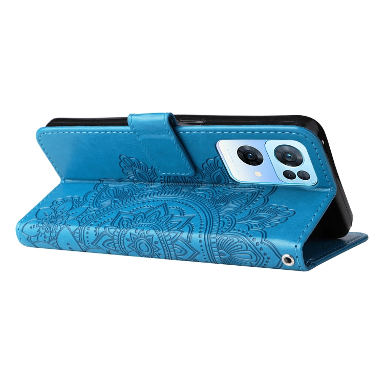 For OPPO Reno7 Pro 5G 7-petal Flowers Embossed Flip Leather Phone Case