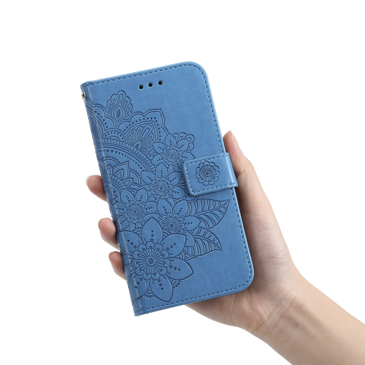 For OPPO Reno7 Pro 5G 7-petal Flowers Embossed Flip Leather Phone Case