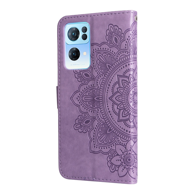 For OPPO Reno7 Pro 5G 7-petal Flowers Embossed Flip Leather Phone Case