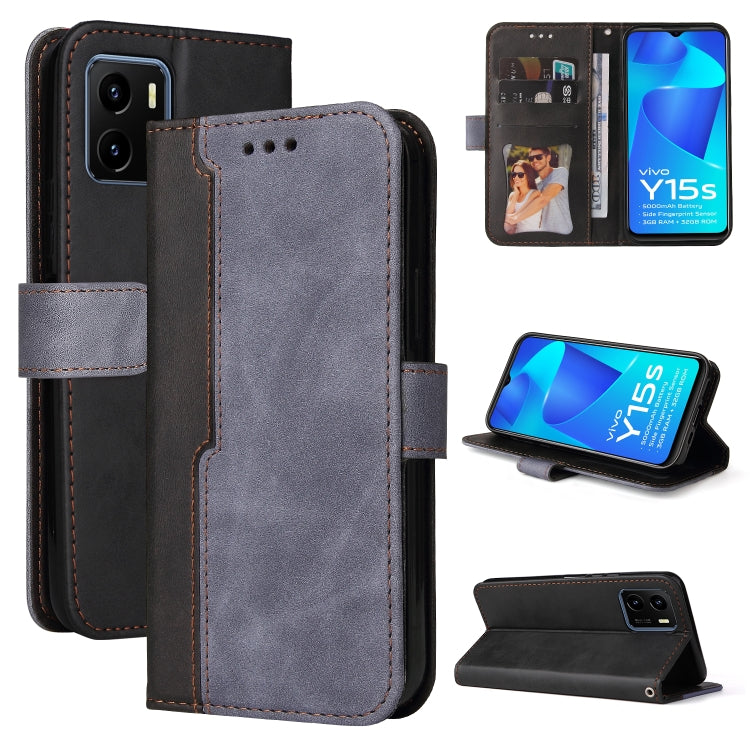 For vivo Y15S/Y15A Stitching-Color Horizontal Flip Leather Case