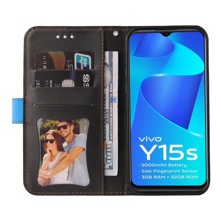For vivo Y15S/Y15A Stitching-Color Horizontal Flip Leather Case