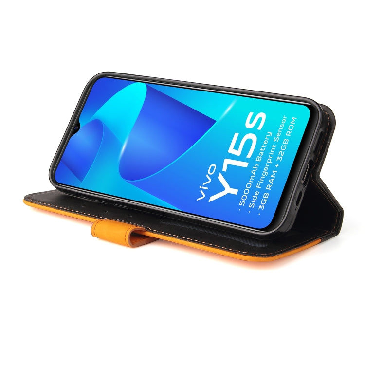 For vivo Y15S/Y15A Stitching-Color Horizontal Flip Leather Case