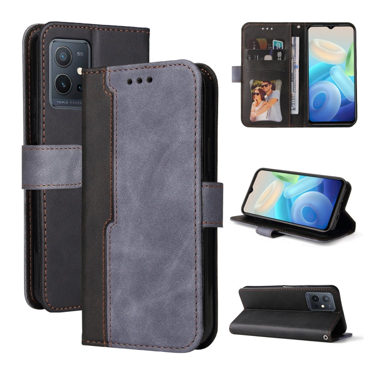 For vivo Y55 5G/Y75 5G/T1 5G Stitching-Color Horizontal Flip Leather Case