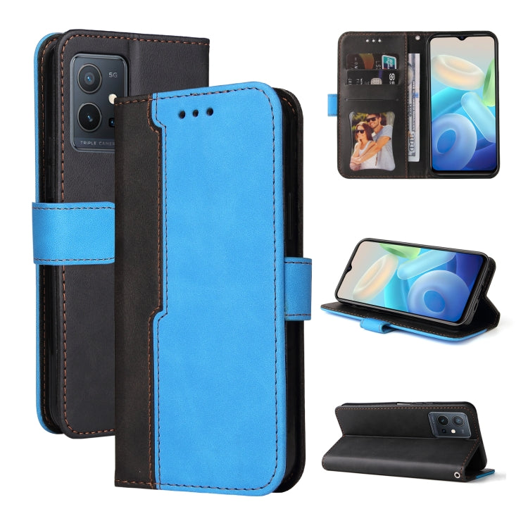 For vivo Y55 5G/Y75 5G/T1 5G Stitching-Color Horizontal Flip Leather Case