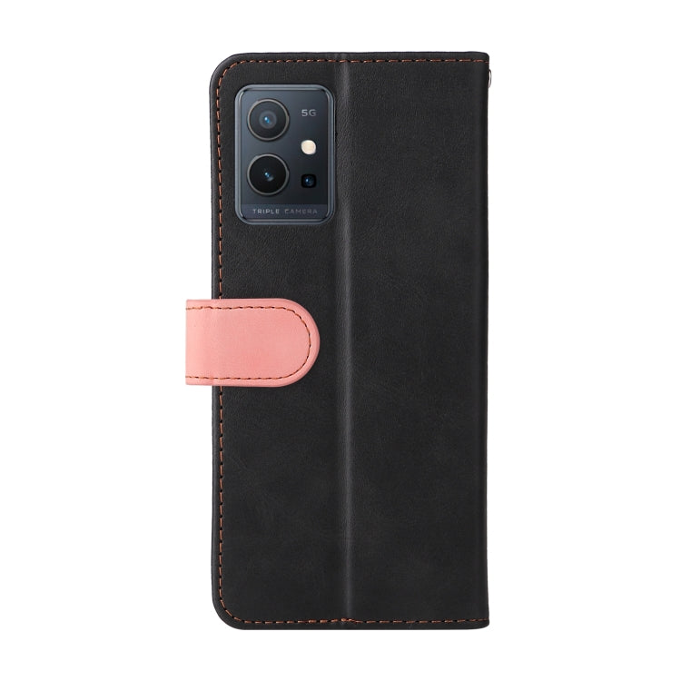 For vivo Y55 5G/Y75 5G/T1 5G Stitching-Color Horizontal Flip Leather Case