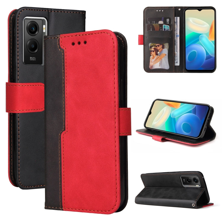 For vivo Y55S Stitching-Color Horizontal Flip Leather Case