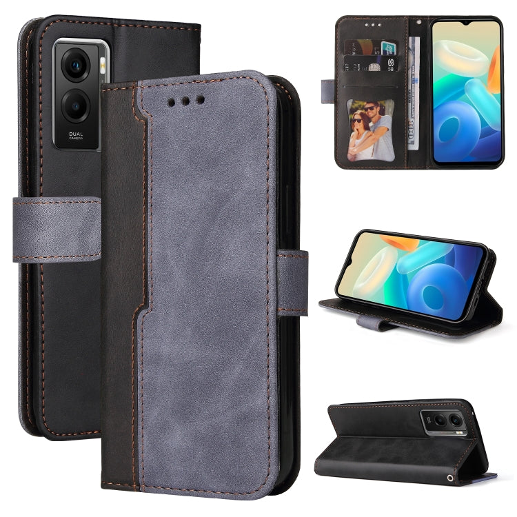 For vivo Y55S Stitching-Color Horizontal Flip Leather Case
