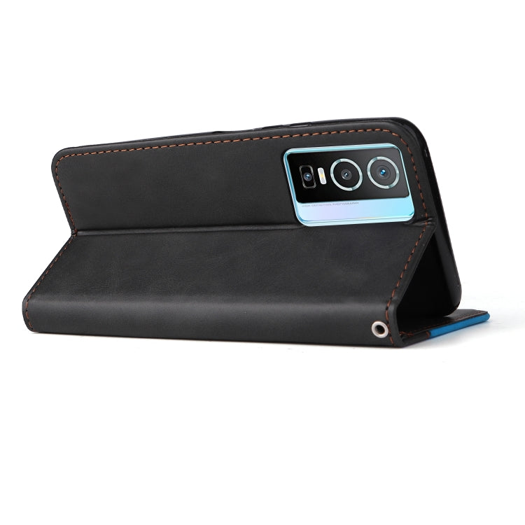 For vivo Y76 5G/Y76S Stitching-Color Horizontal Flip Leather Case