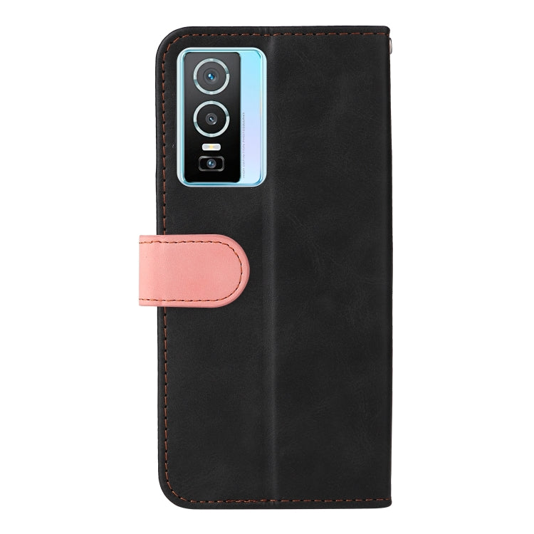 For vivo Y76 5G/Y76S Stitching-Color Horizontal Flip Leather Case