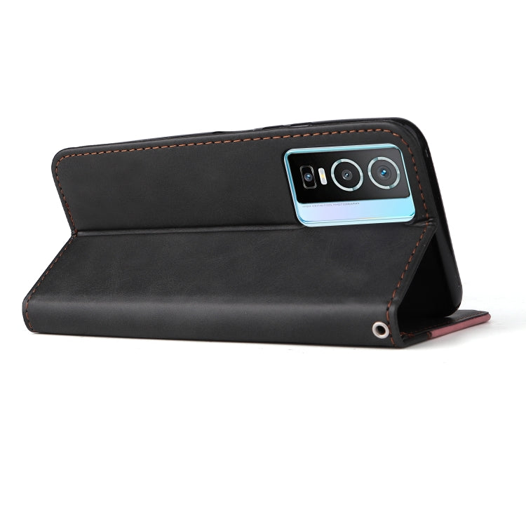 For vivo Y76 5G/Y76S Stitching-Color Horizontal Flip Leather Case