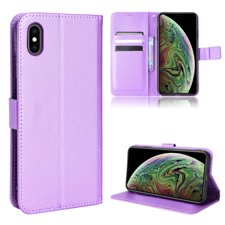 For iPhone XS Max Diamond Texture Leather Phone Case