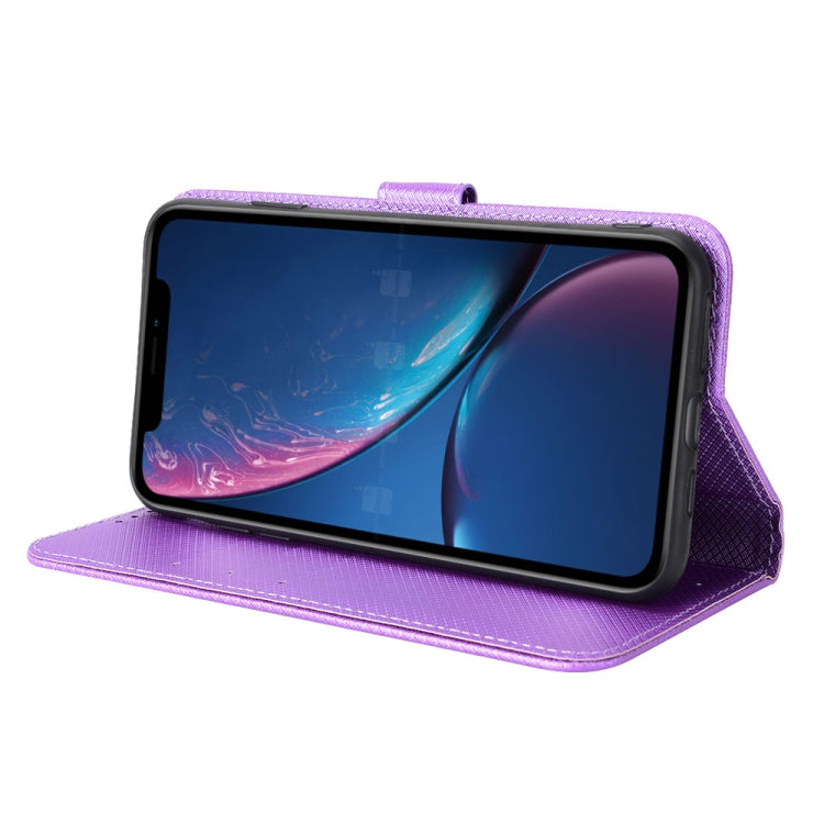 For iPhone XR Diamond Texture Leather Phone Case