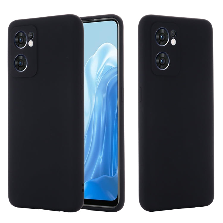 For OPPO Reno7 5G Global / Find X5 Lite Pure Color Liquid Silicone Shockproof Full Coverage Phone Case
