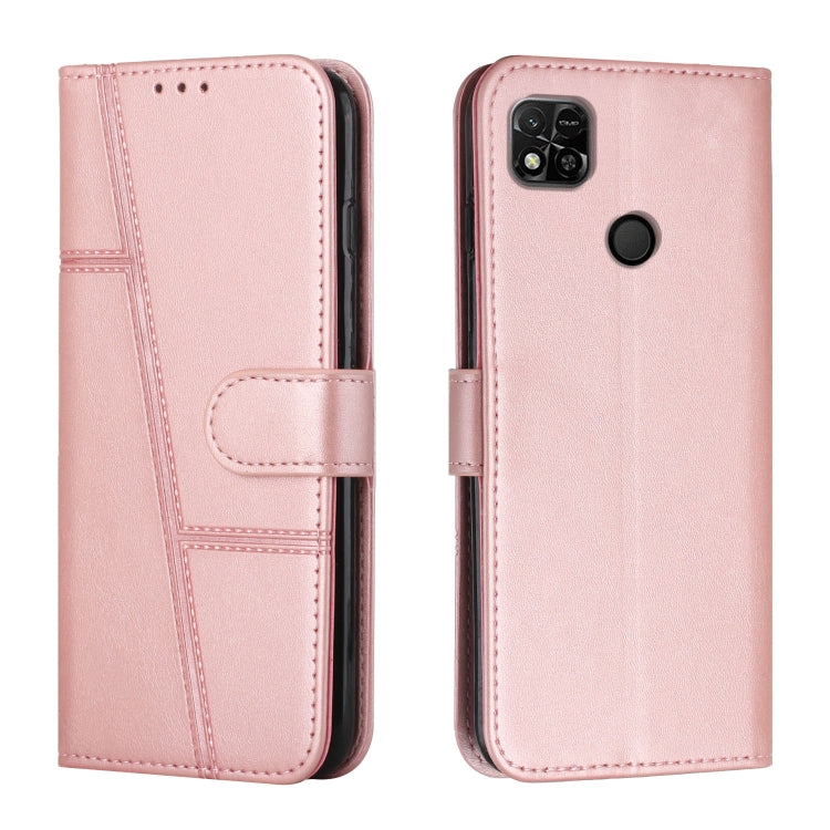 For Xiaomi Redmi 10A/Poco C31/Redmi 9C Stitching Calf Texture Buckle Leather Phone Case