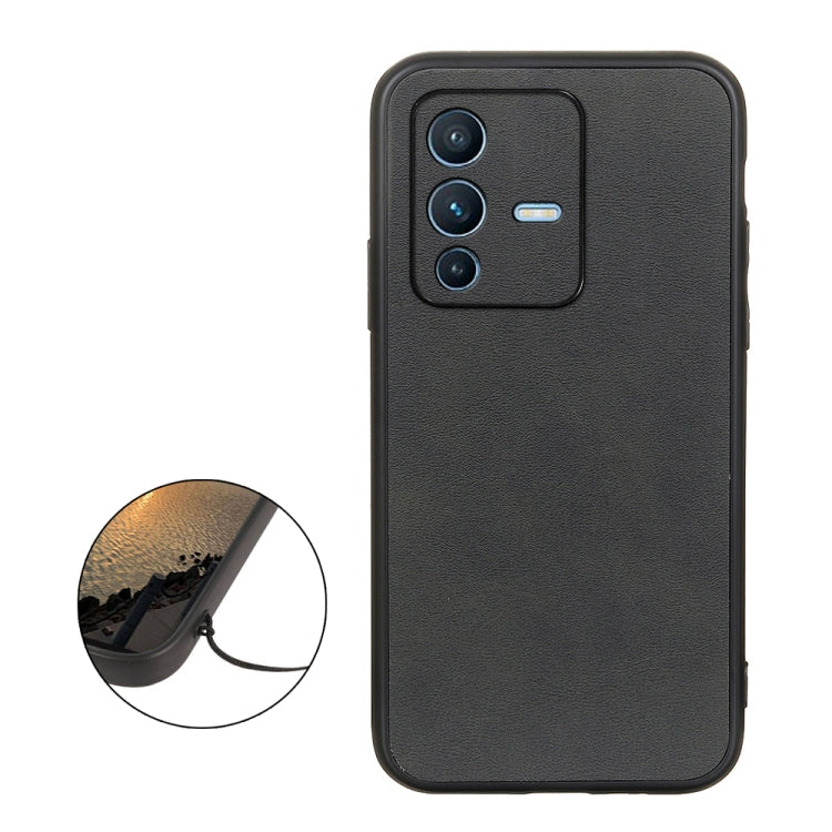 For vivo S12 Pro 5G/V23 Pro 5G Accurate Hole Two-color Calf Texture Shockproof Phone Case