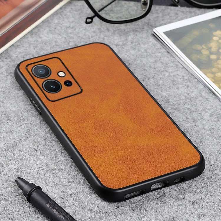 For vivo Y75 5G Accurate Hole Two-color Calf Texture Shockproof Phone Case