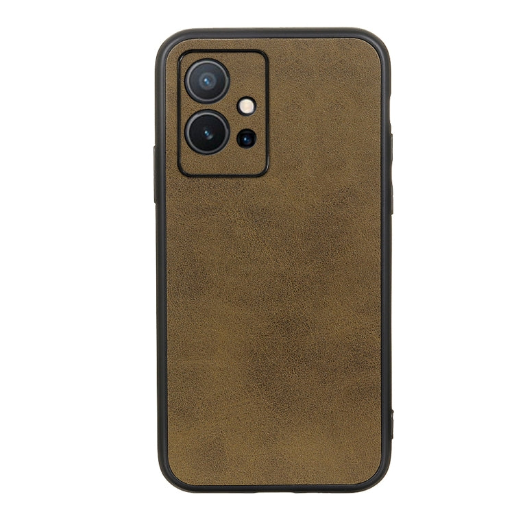 For vivo Y75 5G Accurate Hole Two-color Calf Texture Shockproof Phone Case