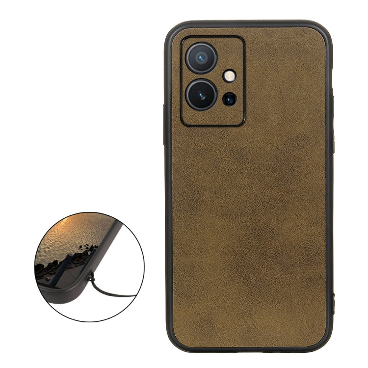 For vivo Y75 5G Accurate Hole Two-color Calf Texture Shockproof Phone Case
