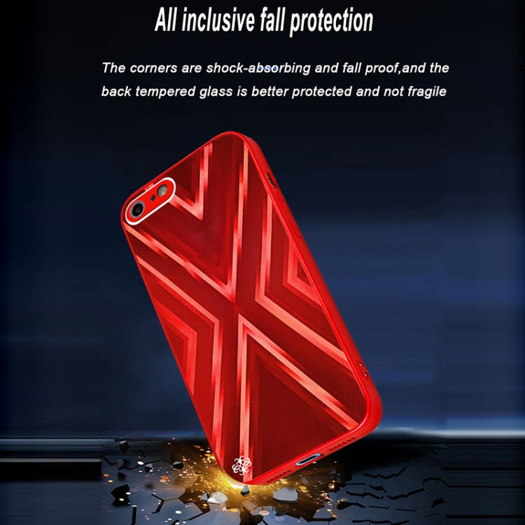 For iPhone SE 2022 / SE 2020 / 8 / 7 9XA Texture TPU + Tempered Glass Phone Case