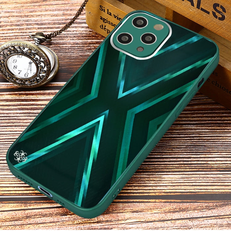 For iPhone 11 Pro Max 9XA Texture TPU + Tempered Glass Phone Case