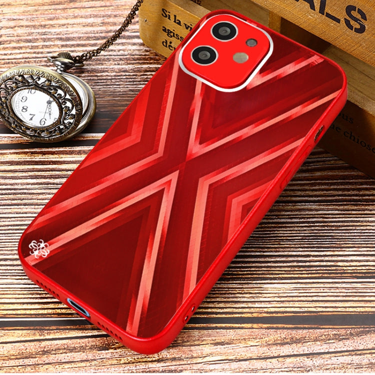 For iPhone 12 9XA Texture TPU + Tempered Glass Phone Case