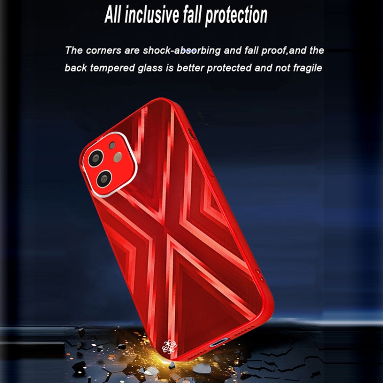 For iPhone 12 9XA Texture TPU + Tempered Glass Phone Case