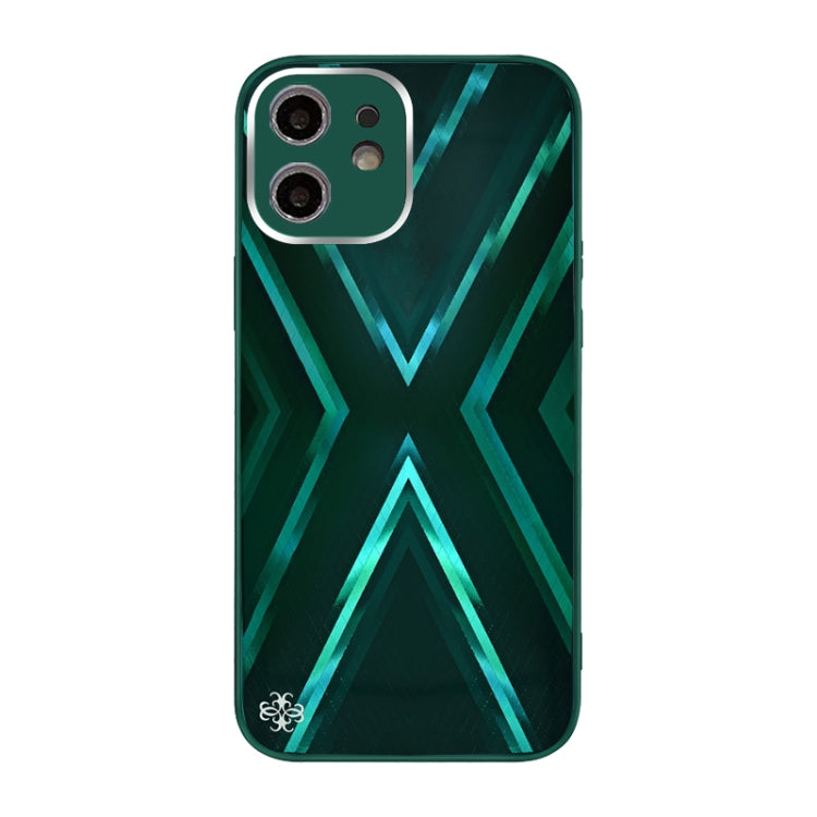 For iPhone 12 9XA Texture TPU + Tempered Glass Phone Case