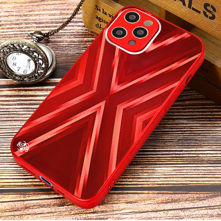 For iPhone 12 Pro Max 9XA Texture TPU + Tempered Glass Phone Case