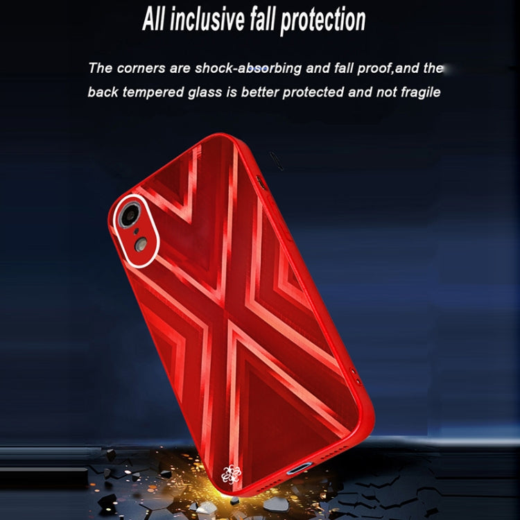 For iPhone XR 9XA Texture TPU + Tempered Glass Phone Case