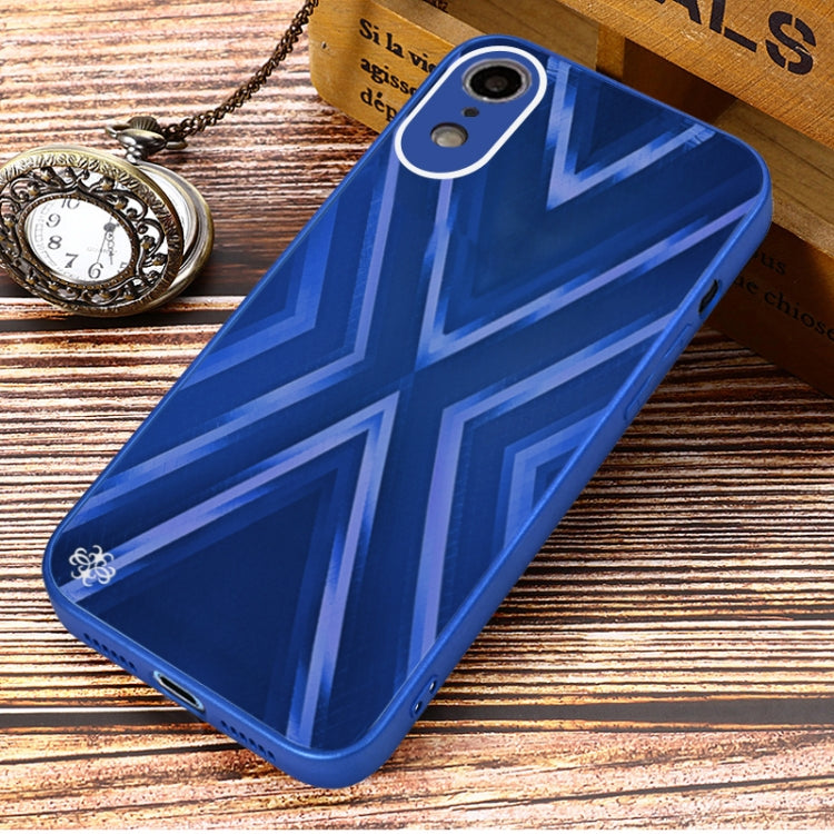 For iPhone XR 9XA Texture TPU + Tempered Glass Phone Case