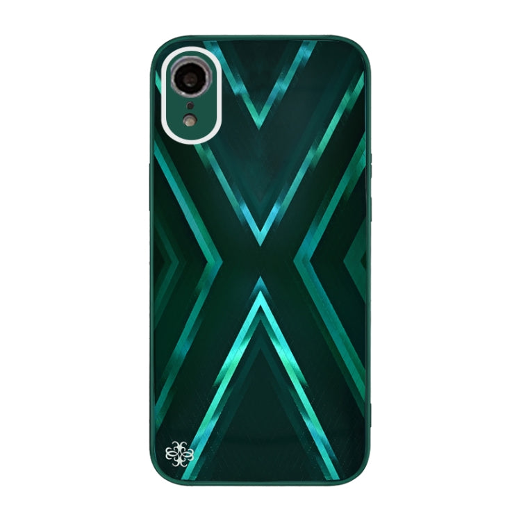 For iPhone XR 9XA Texture TPU + Tempered Glass Phone Case