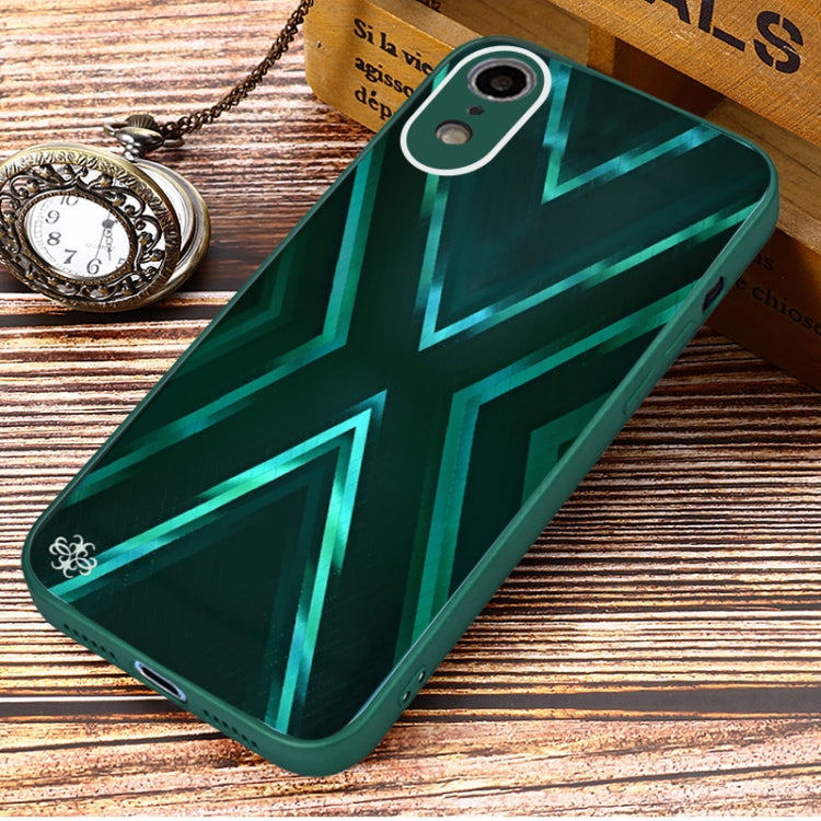 For iPhone XR 9XA Texture TPU + Tempered Glass Phone Case