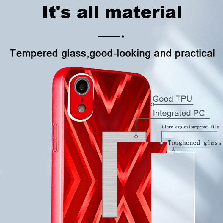 For iPhone XR 9XA Texture TPU + Tempered Glass Phone Case
