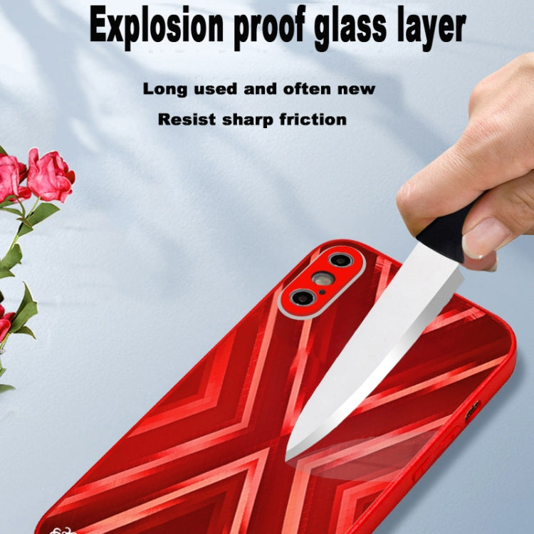 For iPhone X / XS 9XA Texture TPU + Tempered Glass Phone Case