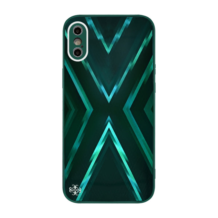 For iPhone X / XS 9XA Texture TPU + Tempered Glass Phone Case