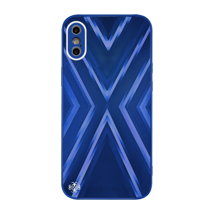 For iPhone XS Max 9XA Texture TPU + Tempered Glass Phone Case
