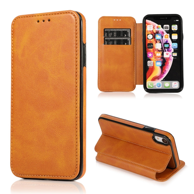 For iPhone XR Knight Magnetic Suction Leather Phone Case