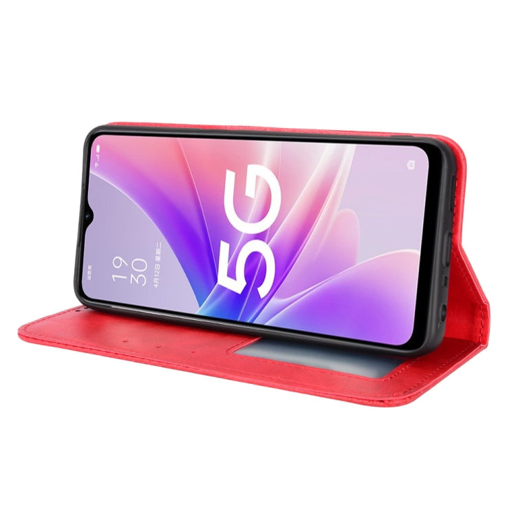 For OPPO A57 5G Magnetic Buckle Retro Texture Leather Phone Case