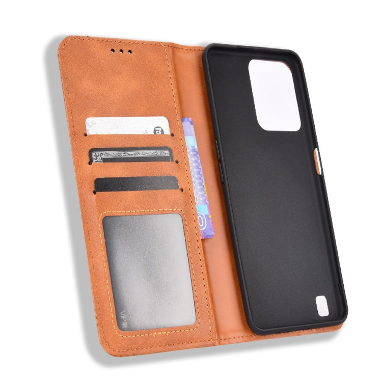 For OPPO Realme C31 Magnetic Buckle Retro Texture Leather Phone Case