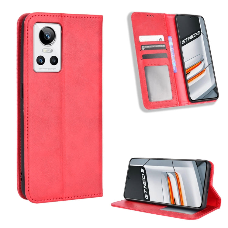 For OPPO Realme GT Neo3 Magnetic Buckle Retro Texture Leather Phone Case