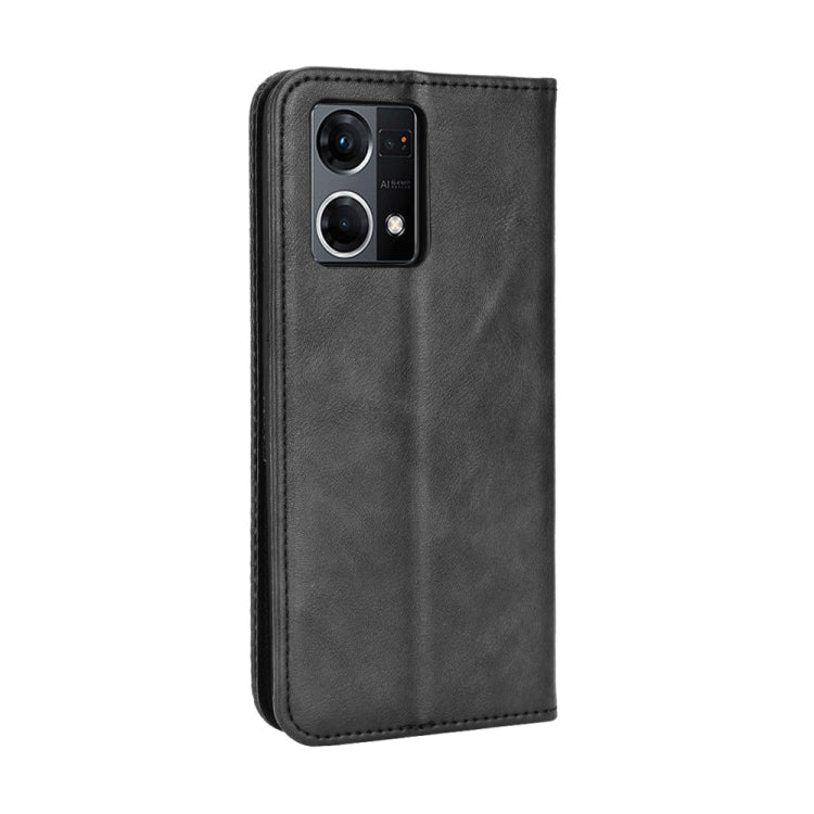 For OPPO Reno7 4G / F21 Pro Magnetic Buckle Retro Texture Leather Phone Case