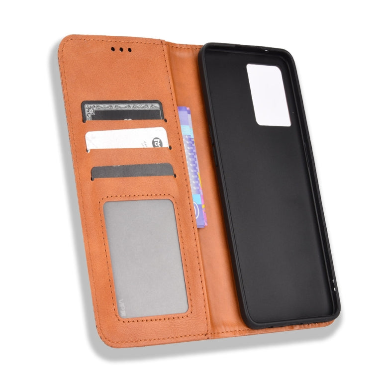 For OPPO Reno7 4G / F21 Pro Magnetic Buckle Retro Texture Leather Phone Case