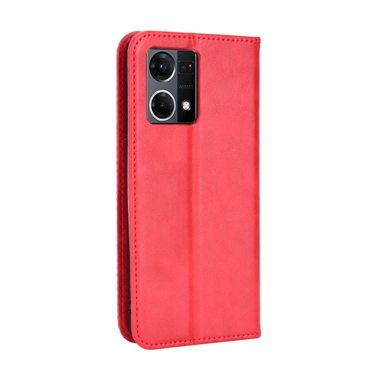 For OPPO Reno7 4G / F21 Pro Magnetic Buckle Retro Texture Leather Phone Case