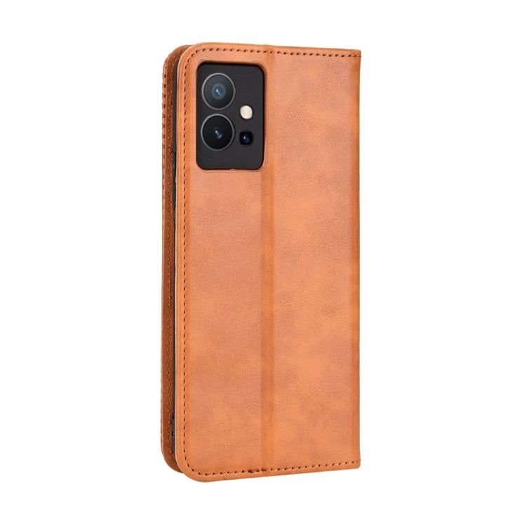 For vivo Y55 5G / T1 5G / Y75 5G Magnetic Buckle Retro Texture Leather Phone Case